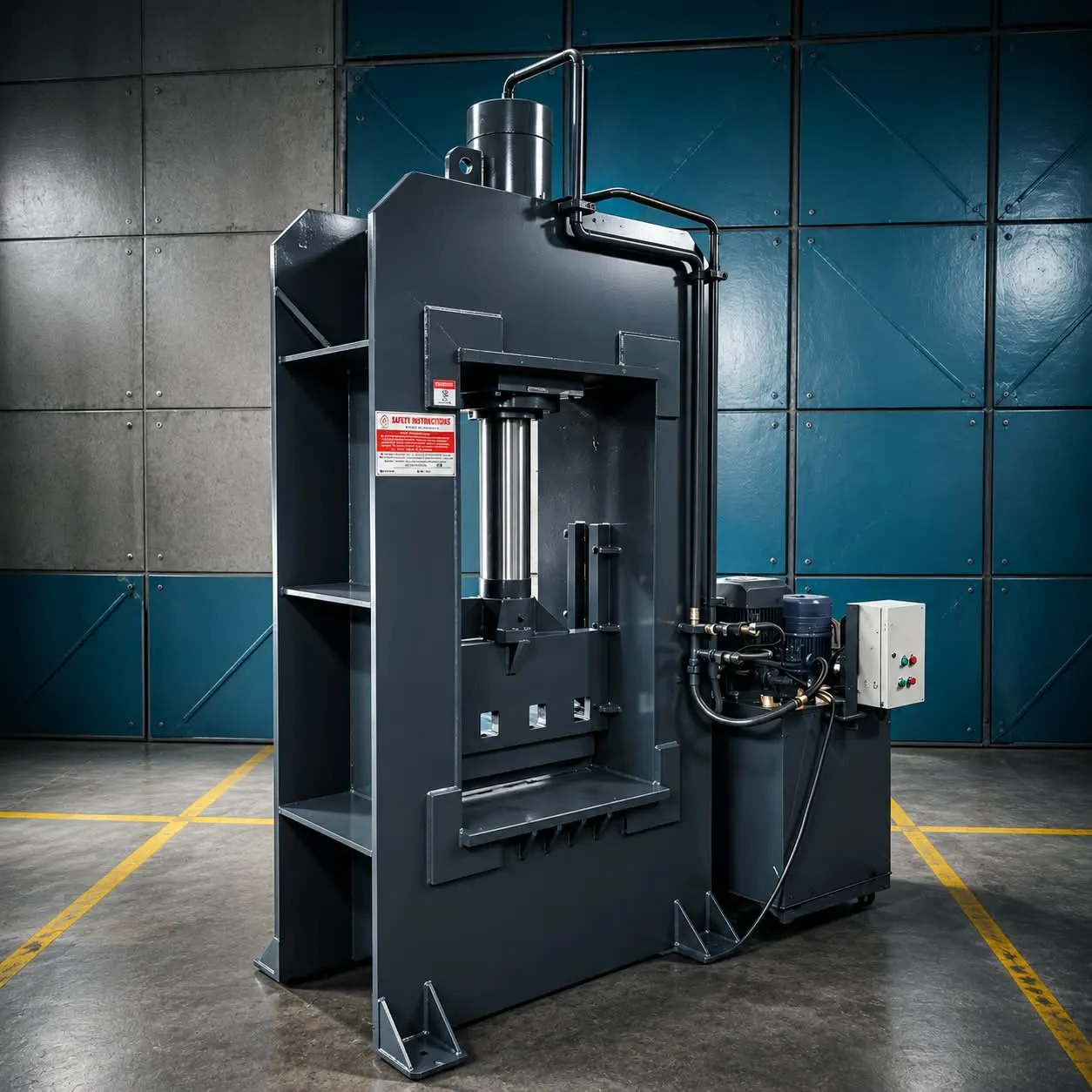 Hydraulic Metal Briquetting Press Machine (Briquette Press) - Side View