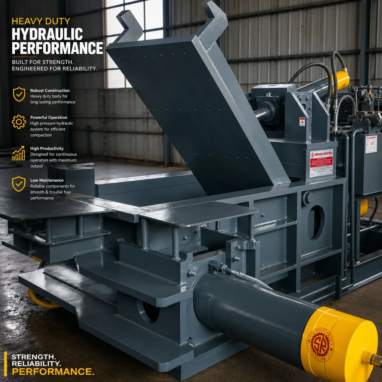 Heavy Duty Horizontal Hydraulic Scrap Baler Machine - Side View