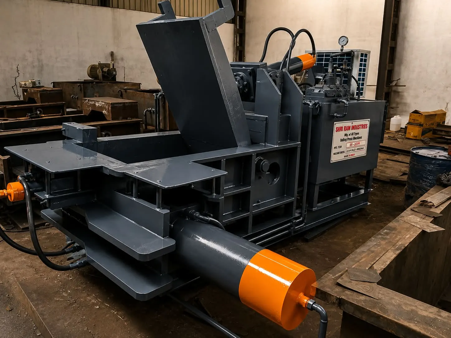 Double Compression Hydraulic Scrap Baler Machine - Side View