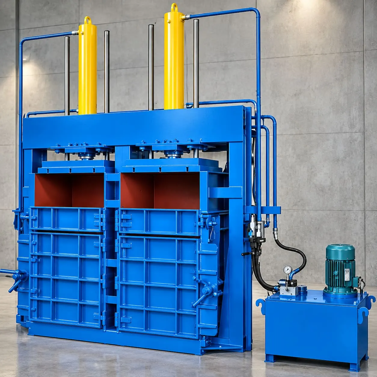 Double Box Hydraulic Baling Press Machine - Side View