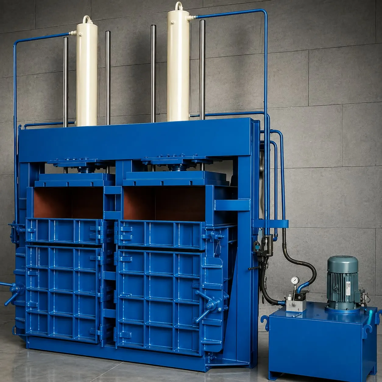 Double Box Hydraulic Baling Press Machine - Rear View